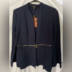 IMAN Navy Blazer with Gold Zipper NWT